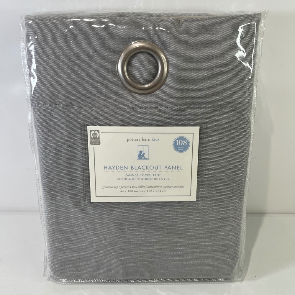 Pottery Barn Kids Hayden Blackout Panel Kids 44x108 Grey Grommet Top Modern New